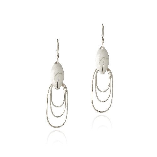Sterling Silver Three Oval Dangle Earrings E13071