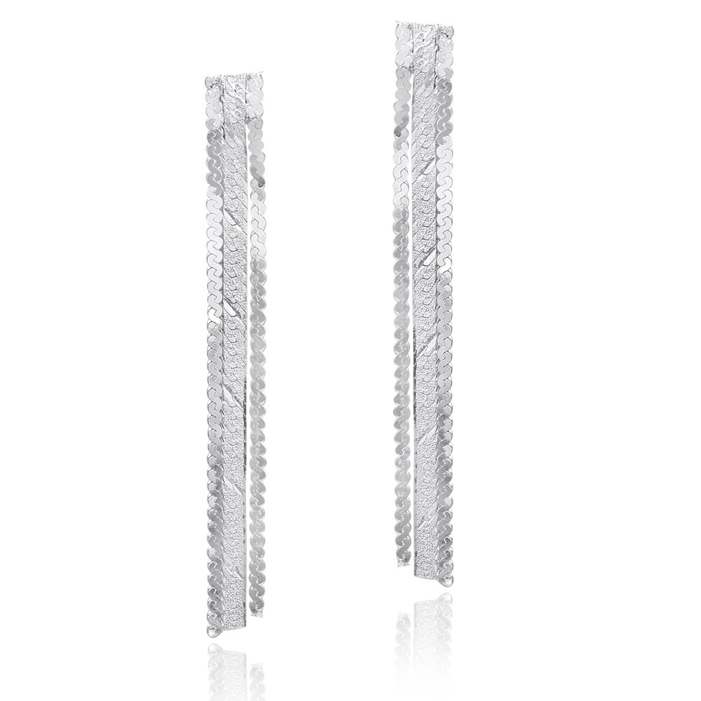 Sterling Silver Three Strand Dangle Earrings E4532