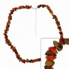 Sterling Silver Tiger Eye & Carnelian Chip Sterling Necklace N289