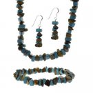 Sterling Silver Tiger Eye And Turquoise Chip Jewelry Set S4394