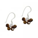 Sterling Silver Tiger Eye Bead Cluster Children's Earrings E9778TE