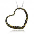 Sterling Silver Tiger Pattern Floating Heart Pendant P11114M7