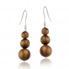 Sterling Silver Tigers Eye Three-Stone Drop Earrings E12156TE