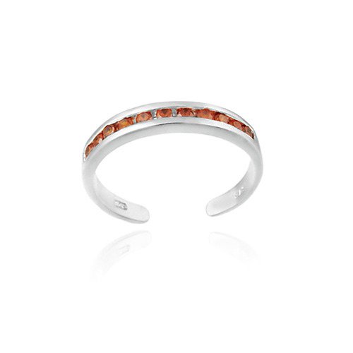 Sterling Silver Toe Ring with Channel Set Orange CZ TR4609OR
