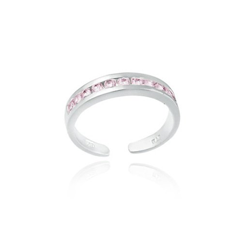 Sterling Silver Toe Ring with Channel Set Pink CZ TR4609LPZ