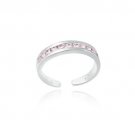 Sterling Silver Toe Ring with Channel Set Pink CZ TR4609LPZ