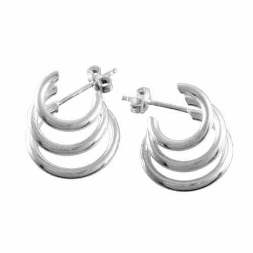 Sterling Silver Triple Hoop Earrings, 16mm H2295
