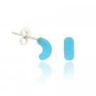 Sterling Silver Turquiose Half Hoop Children's Earrings E9598TQ