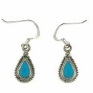Sterling Silver Turquoise & Bali Bead Teardrop Earrings E463TQ