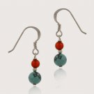 Sterling Silver Turquoise & Carnelian Bead Dangle Earrings E282