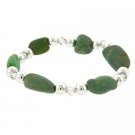 Sterling Silver Turquoise & Swarovski Elements Stone Stretch Bracelet B9852M