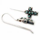 Sterling Silver Turquoise inlay Cross earrings 1327