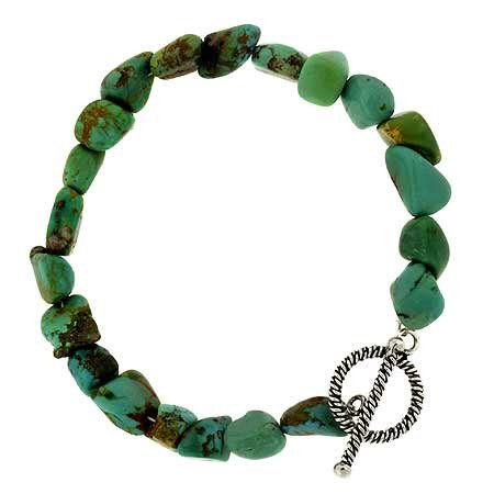 Sterling Silver Turquoise Nugget Toggle Bracelet B9863TQ3