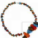 Sterling Silver Turquoise-Tiger Eye-Carnelian Chip Necklace N290