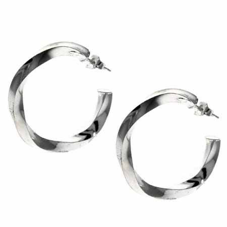Sterling Silver Twisted Hoop Earrings H5071