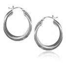 Sterling Silver Twisted Hoop Earrings, 25mm H3006D925