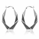 Sterling Silver Twisted Oval Hoop Earrings H2939