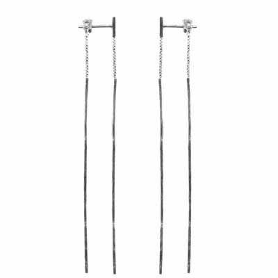 Sterling Silver Two Bar Dangling Earrings E4450