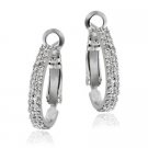 Sterling Silver Two Row CZ Half Hoop Earrings H10884