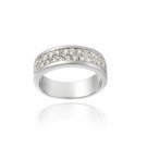 Sterling Silver Two Row CZ Wedding Band Ring Size 5 R11198-5