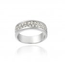 Sterling Silver Two Row CZ Wedding Band Ring Size 7 R11198-7