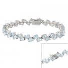 Sterling Silver Two Row Oval Blue Topaz Gemstone Bracelet B10737BT