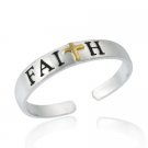 Sterling Silver Two Tone 'Faith' Toe Ring TR10812