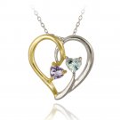 Sterling Silver Two Tone Amethyst & Blue Topaz Heart Pendant PT12242ABT