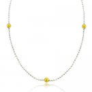 Sterling Silver Two Tone Bead Chain Necklace, 23 inch NT9750