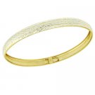 Sterling Silver Two Tone Diamond Cut Pattern Flex Bangle BAT10542