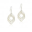 Sterling Silver Two Tone Geometric Square Dangle Earrings ET13076