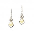 Sterling Silver Two Tone Textured Spade Dangle Earrings ET13078