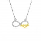 Sterling Silver Two Toned Mom Necklace with Cubic Zirconias