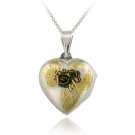 Sterling Silver Two-Tone Engraved Flower Heart Locket Pendant PT11971