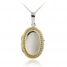 Sterling Silver Two-Tone Oval Locket Pendant PT11974