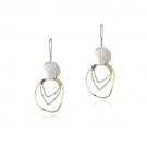 Sterling Silver Two-Tone Wavy Circles Dangle Earrings ET13064
