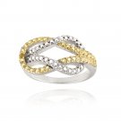 Sterling Silver Two-Tone Yellow Diamond Accent Love Knot Ring RT12752M11-7