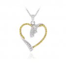Sterling Silver Two-Tone Yellow Diamond Accent Open Heart Pendant PT11748M11