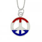 Sterling Silver USA Enamel Peace Sign Pendant P10804M