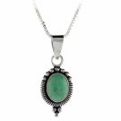 Sterling Silver Variscite Bali Bead Oval Pendant P8024V