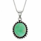 Sterling Silver Variscite Bali Bead Oval Pendant P8403V