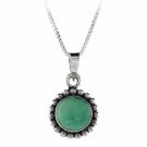 Sterling Silver Variscite Bali Beaded Circle Pendant P8025V