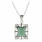 Sterling Silver Variscite Filigree Rectangle Pendant P8030V