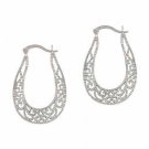 Sterling Silver Vintage Filigree Oval Hoop Earrings E9259