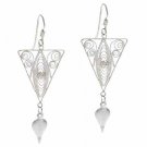 Sterling Silver Vintage Style Filigree Triangle Teardrop Dangle Earrings E4302