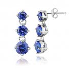 Sterling Silver Violet CZ Three Stone Dangle Earrings E13027TZ1