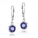 Sterling Silver Violet Round Leverback Earrings Made with Swarovski Elements E13611T
