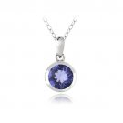 Sterling Silver Violet Round Solitaire Necklace Made with Swarovski Elements P13611T