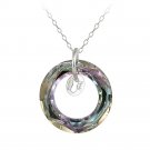 Sterling Silver Vitrail Light Swarovski Elements Circle Necklace P12313VTL