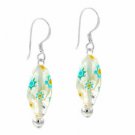 Sterling Silver White & Blue Millefiori Murano Glass Oval Bead Earrings E9096M10